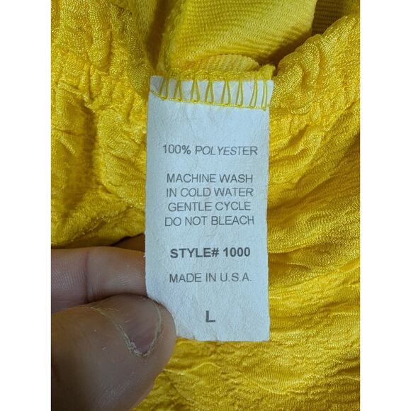Vtg Polyester Pull-On Pants Womens Large Yellow Dressy Party Textured - Picture 9 of 9